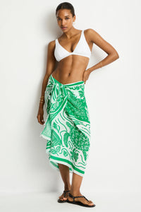 Jungle Lino Long Sarong Green