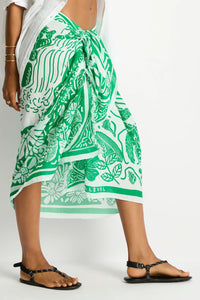 Jungle Lino Long Sarong Green