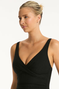 Honeycomb Cross Front Multifit One Piece / Black