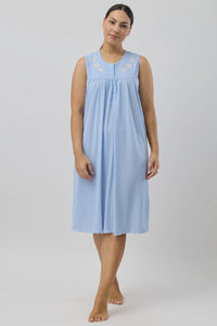 TRILOBAL SLEEVELESS NIGHTIE - CORNFLOWER
