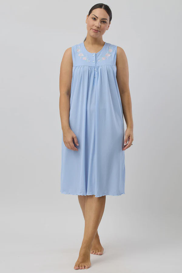 TRILOBAL SLEEVELESS NIGHTIE - CORNFLOWER