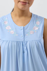 TRILOBAL SLEEVELESS NIGHTIE - CORNFLOWER