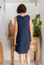 Load image into Gallery viewer, Scallop Edge Shift Dress - Navy
