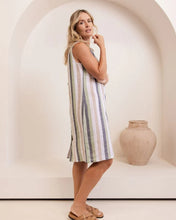 Load image into Gallery viewer, 100% Linen Button Back Dress Pin Stripe Multi
