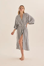 Load image into Gallery viewer, Sunny Navy Stripe Linen Robe
