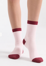 Load image into Gallery viewer, Organic Cotton Two Tone Rib Crew Sock - Dahlia
