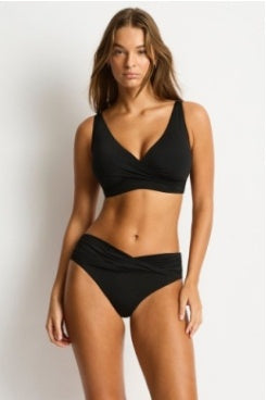 Essentials Edit Cross Front Tie Back Bra Top - Black