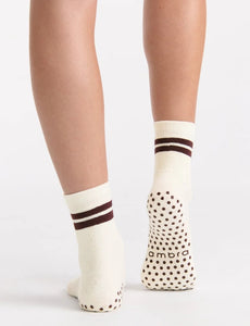 Organic Cotton Grip Crew Sock - Buttercream