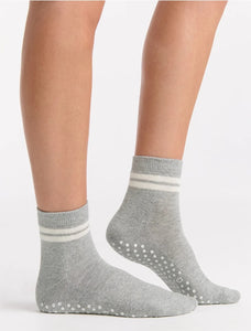 Organic Cotton Grip Crew Sock - Grey Marle