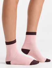Load image into Gallery viewer, Organic Cotton Two Tone Rib Crew Sock - Ballet
