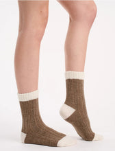 Load image into Gallery viewer, Cable Rib Winter Blend Crew Sock - Taupe
