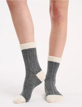 Load image into Gallery viewer, Cable Rib Winter Blend Crew Sock - Charcoal
