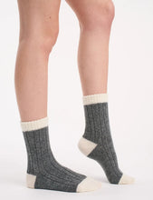 Load image into Gallery viewer, Cable Rib Winter Blend Crew Sock - Charcoal
