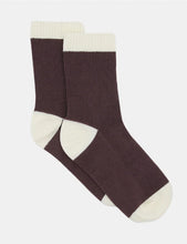 Load image into Gallery viewer, Organic Cotton Two Tone Rib Crew Sock - Fudge
