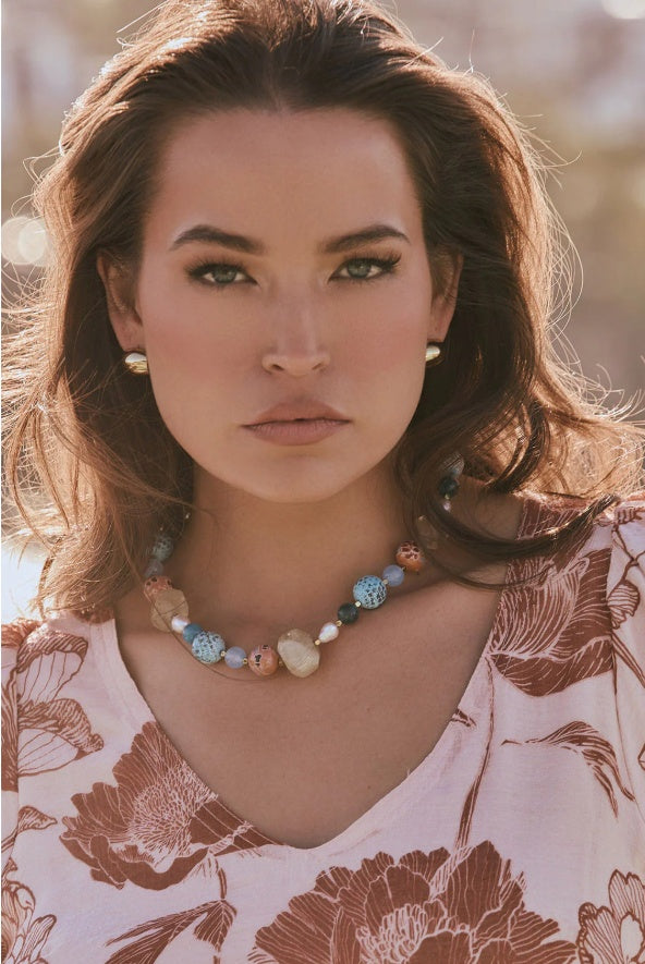 Mixed Bead Short Necklace (Multi)