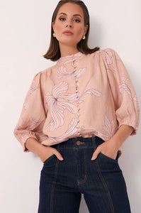 Lilian Salvador Print 3/4 Sleeve Shirt (Print)