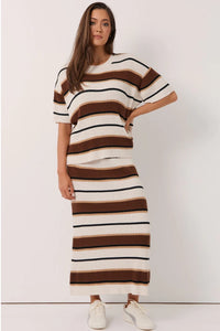 Taylor Rib Knit Stripe Skirt (Print)
