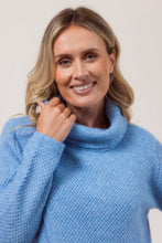 Load image into Gallery viewer, Moss Stitch Cowl Neck Sweater Powder Blue
