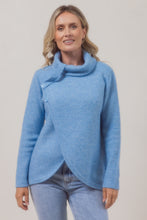 Load image into Gallery viewer, Moss Stitch Cowl Neck Sweater Powder Blue
