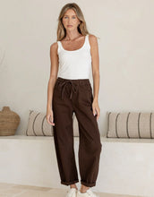 Load image into Gallery viewer, Drawstring Jogger Barrel Jean - Chocolate
