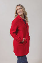 Load image into Gallery viewer, 100% Boiled Wool Longlined Collared Btn Thru Coat - Red
