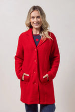 Load image into Gallery viewer, 100% Boiled Wool Longlined Collared Btn Thru Coat - Red
