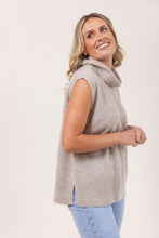 Load image into Gallery viewer, 100% Merino Wool (Cashfeel) Roll Neck Vest Side Splits - Wheat
