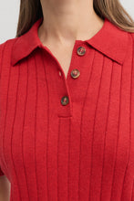 Load image into Gallery viewer, Café Knit Polo  - Red
