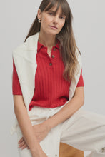 Load image into Gallery viewer, Café Knit Polo  - Red
