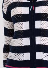 Load image into Gallery viewer, Z&amp;P Pointelle Zip Cardi / Navy
