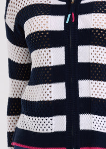 Z&P Pointelle Zip Cardi / Navy
