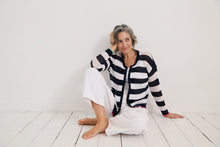 Load image into Gallery viewer, Z&amp;P Pointelle Zip Cardi / Navy
