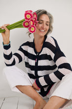 Load image into Gallery viewer, Z&amp;P Pointelle Zip Cardi / Navy
