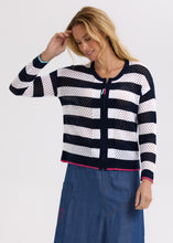 Load image into Gallery viewer, Z&amp;P Pointelle Zip Cardi / Navy
