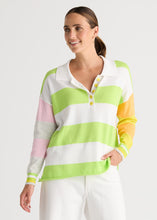 Load image into Gallery viewer, Summer Rugby Top White Stripe (lime)
