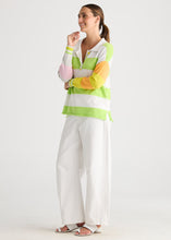 Load image into Gallery viewer, Summer Rugby Top White Stripe (lime)
