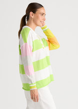 Load image into Gallery viewer, Summer Rugby Top White Stripe (lime)
