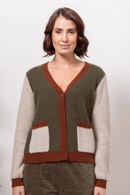 Load image into Gallery viewer, Spliced Moss Stitch Cardi - Khaki Combo
