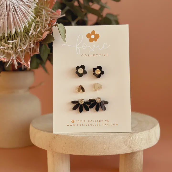 Stud Pack Trio | Black + Gold