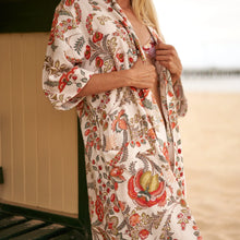 Load image into Gallery viewer, Cotton Kimono | Bathrobe Frida | Waffle Robes - Bone Floral
