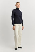 Load image into Gallery viewer, Turtle Neck Merino Tee / Navy
