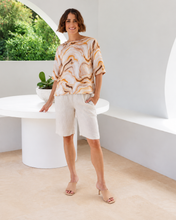 Load image into Gallery viewer, 100% Linen Boat Neck Button Back Top Sand Swirl
