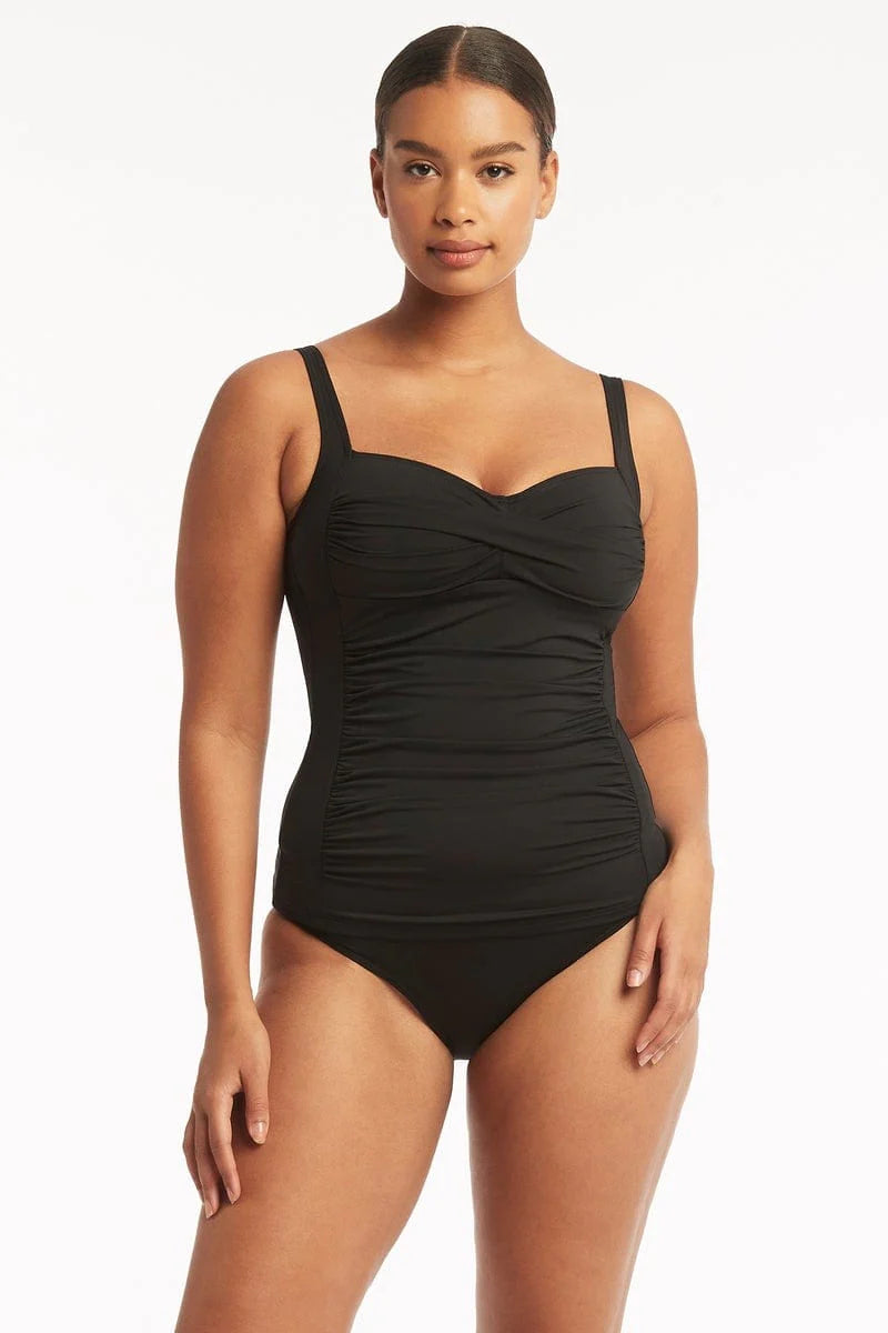 Eco Essentials Twist Front Tankini / Black