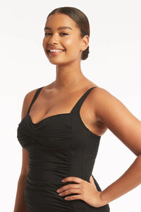 Eco Essentials Twist Front Tankini / Black