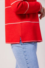 Load image into Gallery viewer, Nylon/Wool Blend Stripe 1 Pkt Sweater - Chilli / Wheat

