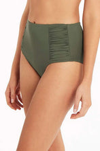 Load image into Gallery viewer, Gathered Side High Waist Pant / Khaki
