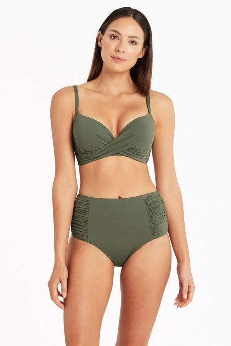 Gathered Side High Waist Pant / Khaki
