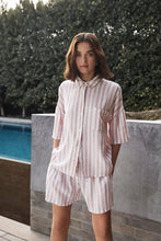 Load image into Gallery viewer, Evie Pink Stripe Linen Short Set
