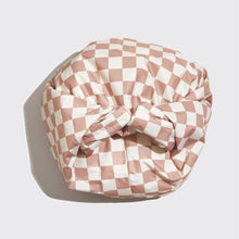 Load image into Gallery viewer, Satin Lined Flexi Shower Cap - Terracotta Checker

