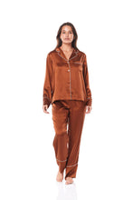 Load image into Gallery viewer, Titiana Brown Satin Long PJ
